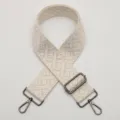 Adjustable woven replacement bag strap, wide beige shoulder strap with elegant geometric pattern. - Style 680 Gunmetal Hook