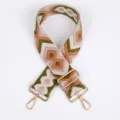 Adjustable ethnic woven bag strap with golden hardware, colorful geometric replacement belt. - No. 255 / Silver Hook