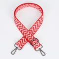 Red white chevron wide replacement bag strap adjustable crossbody strap for women handbag - Style 114 Red and White Wave / Gunmetal Hook