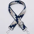 Breiter Leinwand Ersatz-Taschenriemen, dunkelblaue geometrische verstellbare Schultertasche. - Nr. 311 Silberner Haken