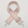 Pink woven replacement bag strap with adjustable metal buckle and hooks for shoulder bags. - Style 681 Silver Hook