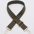 Correa de bolso ajustable con patron pata de gallo, correa de hombro verde oscuro. - Estilo 328 / Gancho Dorado