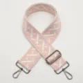 Pink woven wide replacement bag strap with geometric embroidery and adjustable metal hardware - Style 681 Gunmetal Hook