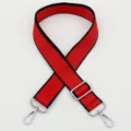 Correa de hombro de tela roja y negra ajustable como repuesto para bolso cruzado. - Estilo 303 Gancho Plateado