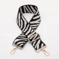 Zebra pattern wide bag strap with gold metal hardware adjustable replacement shoulder belt - Style Number 236
