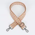Adjustable wide replacement bag strap with chic brown and white chevron pattern for crossbody purses. - Style 113 Brown and White Chevron / Gunmetal Hook