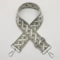 Adjustable Woven Replacement Bag Strap in Green Geometric Pattern with Silver Hardware. - Style 682 Silver Hook