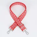 Red white chevron bag strap adjustable replacement canvas crossbody strap for women handbag - Style 114 Red and White Wave / Silver Hook