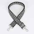 Black white chevron bag strap, adjustable replacement shoulder crossbody strap for handbags. - Style 110 Black and White Wave / Silver Hook