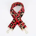 Dikke, brede luipaardprint tasriem, verstelbare vervangende schouderband voor crossbody tassen. - Gouden Haak (124) / Rood Luipaardprint