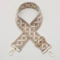 Adjustable wide replacement bag strap with woven geometric pattern and gold hardware. - Style 683 Gold Hook