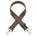 Ethnic diamond pattern replacement bag strap, adjustable woven shoulder strap for purses. - No. 670 / Gunmetal Hook
