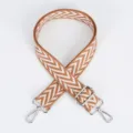 Wide woven replacement bag strap adjustable shoulder crossbody strap with metal hooks - Style 113 Brown and White Chevron / Silver Hook