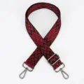 Verstellbarer ethnischer Ersatz-Taschenriemen, schwarz-roter geometrischer Schultergurt - Muster 137 / Gewehrfarbener Haken
