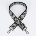 Black and white chevron replacement bag strap with adjustable buckle and metal clasps. - Style 110 Black and White Wave / Gunmetal Hook