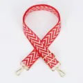 Red white chevron pattern bag strap adjustable crossbody replacement wide canvas shoulder strap - Style 114 Red and White Wave / Gold Hook
