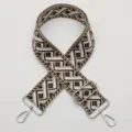 Adjustable woven bag strap, replacement wide shoulder crossbody strap in chic geometric pattern. - Style 684 Silver Hook