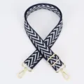 Blue and white chevron pattern adjustable fabric bag strap replacement with gold metal hardware. - Style 108 Blue and White Chevron / Gold Hook
