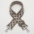 Woven replacement bag strap, adjustable wide shoulder strap with metal hardware hooks. - Style 684 Gunmetal Hook