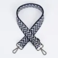 Wide adjustable bag strap navy blue chevron pattern replacement crossbody jacquard webbing - Style 108 Blue and White Chevron / Gunmetal Hook