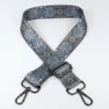 Adjustable replacement shoulder strap for women bags with ethnic mandala print and metal hooks - Style 66 Gunmetal Hook