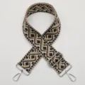 Woven replacement bag strap, adjustable geometric wide shoulder strap with silver hardware. - Style 685 Silver Hook