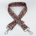 Adjustable leopard print replacement bag strap with metal hardware for crossbody bags. - Style 67 Silver Hook