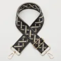 Wide replacement bag strap with adjustable metal hardware and stylish woven geometric pattern. - Style 686 Gold Hook