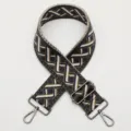 Woven replacement bag strap, adjustable crossbody wide strap with metal clasps for purses. - Style 686 Gunmetal Hook