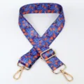 Adjustable replacement bag strap with blue orange geometric pattern and golden hardware accessories. - Style 69 Gold Hook