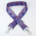 Adjustable replacement bag strap, blue and orange geometric pattern, crossbody shoulder strap. - Style 69 Silver Hook