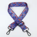 Adjustable replacement bag strap with blue and orange geometric pattern for crossbody purses. - Style 69 Gunmetal Hook