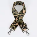 Bandoulière large épaisse imprimé léopard, sangle croisée réglable pour sacs de femmes. - Quincaillerie en Gunmetal (115) / Vert Armée Léopard