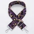 Sangle de sac large imprimé léopard violet épaissi bandoulière réglable jacquard accessoire - Crochet Argenté / Léopard Violet