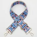 Colorful jacquard wide replacement bag strap with ethnic floral pattern and gold metal hardware. - No. 950