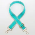 Turquoise wide bag strap with gold hardware, adjustable crossbody replacement strap. - Gold Hook / Style 792