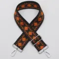 Ανταλλακτικό λουρί τσάντας ethnic jacquard, φαρδύ λουρί ώμου για γυναικείες τσάντες. - Αρ. 460 Ασημένια Άγκιστρα