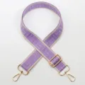 Purple wide replacement shoulder strap for handbags, adjustable length with premium gold metal hardware. - Gold Hook / Style 793