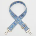 Correa de hombro de repuesto jacquard étnico azul con accesorios de metal dorado. - Modelo 1003