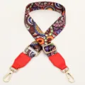 Ethnic style colorful replacement bag strap with adjustable length, gold tone hardware and PU leather. - Phoenix Pattern With Bright Red