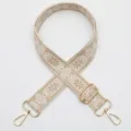 Ancha correa de bolso tejida jacquard étnica, cinturón de hombro cruzado de lona beige. - Modelo 1004