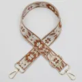 Boho floral jacquard replacement bag strap with gold hardware and adjustable length design. - Style 1027