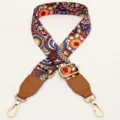 Ethnic Style Adjustable Bag Strap Colorful Crossbody Replacement Strap With Metal Hooks - Phoenix Pattern With Brown