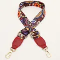 Replacement bag strap with colorful ethnic pattern, adjustable crossbody shoulder strap for purses. - Phoenix Pattern With Wine Red