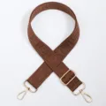 Brown wide bag strap with geometric labyrinth pattern and gold hardware, adjustable and stylish. - No. 768 (768)