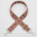 Correa de bolso ancha de jacquard étnico de repuesto ajustable en color rojo y beige - Modelo 1006