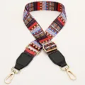 Ethnic style colorblock adjustable bag strap, replacement shoulder strap for handbags. - Vibrant Pattern With Black