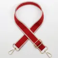 Adjustable red woven bag strap with gold hardware and classic geometric pattern design. - Gold Hook / Style 798