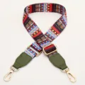 Colorful Ethnic Style Woven Bag Strap Adjustable Crossbody Purse Replacement Strap - Vibrant Pattern With Army Green