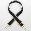 Adjustable wide replacement strap for handbags, black and beige geometric woven design. - Gold Hook / Style 799